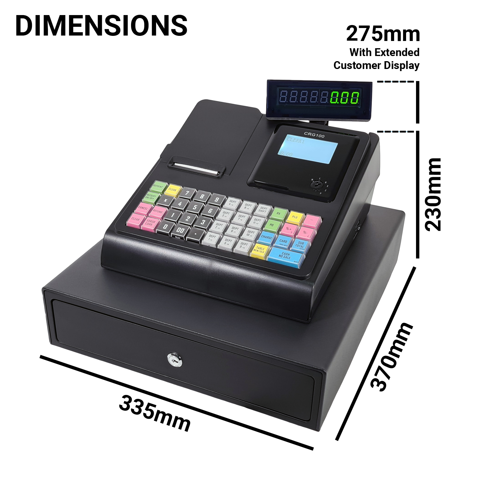 CRG100 Black Cash Register and Till Drawer - OUT OF STOCK - Please see 100BLD